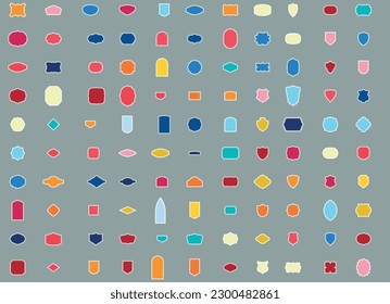 Set of more than 100 label shapes