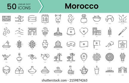 Set of morocco icons. Line art style icons bundle. vector illustration