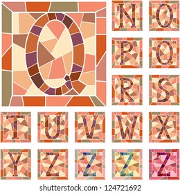 Set of mosaic alphabet capital letters in square frame(Part 2).