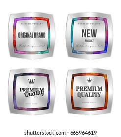 Set mosaic metal label shopping vector