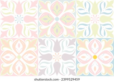 Set mosaic Soft pink color seamles pattern. Moroccan vintage ornament as backgrounds, for fabric, wallpaper, textile, websites, home decor (pillows, towels, napkins), tableware  