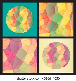 set mosaic tiles circle decor polygon background