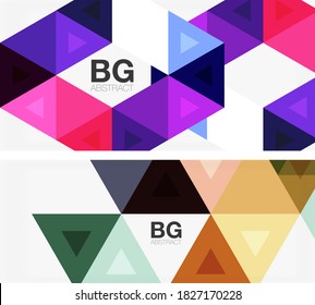 Set of mosaic triangle pattern abstract backgrounds. Modern templates for covers, banners, flyers and posters and other templates