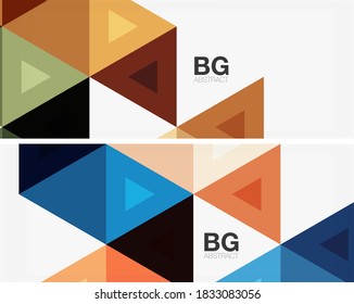 Set of mosaic triangle pattern abstract backgrounds. Modern templates for covers, banners, flyers and posters and other templates