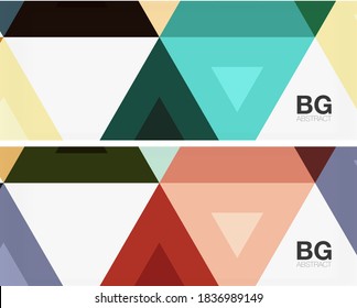 Set of mosaic triangle pattern abstract backgrounds. Modern templates for covers, banners, flyers and posters and other templates
