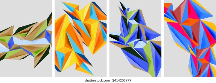 Set of mosaic triangle pattern abstract posters. Vector illustration For Wallpaper, Banner, Background, Card, Book Illustration, landing page