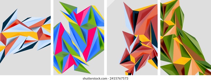 Set of mosaic triangle pattern abstract posters. Vector illustration For Wallpaper, Banner, Background, Card, Book Illustration, landing page
