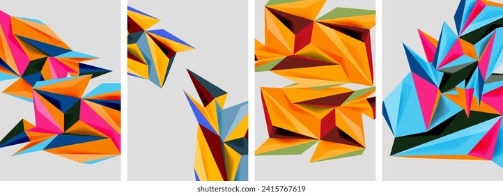 Set of mosaic triangle pattern abstract posters. Vector illustration For Wallpaper, Banner, Background, Card, Book Illustration, landing page