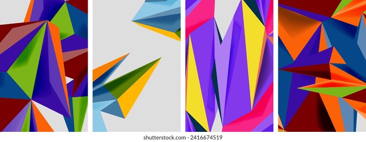 Set of mosaic triangle pattern abstract posters. Vector illustration For Wallpaper, Banner, Background, Card, Book Illustration, landing page