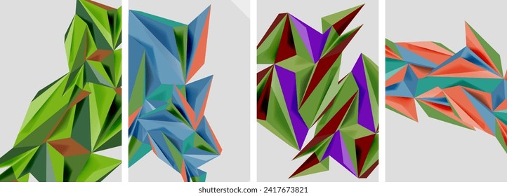Set of mosaic triangle pattern abstract posters. Vector illustration For Wallpaper, Banner, Background, Card, Book Illustration, landing page