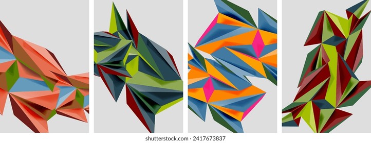 Set of mosaic triangle pattern abstract posters. Vector illustration For Wallpaper, Banner, Background, Card, Book Illustration, landing page