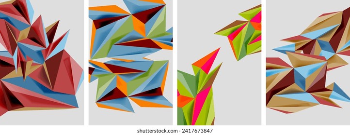 Set of mosaic triangle pattern abstract posters. Vector illustration For Wallpaper, Banner, Background, Card, Book Illustration, landing page