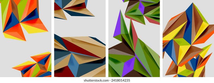 Set of mosaic triangle pattern abstract posters. Vector illustration For Wallpaper, Banner, Background, Card, Book Illustration, landing page