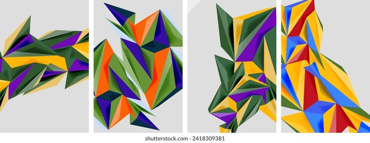 Set of mosaic triangle pattern abstract posters. Vector illustration For Wallpaper, Banner, Background, Card, Book Illustration, landing page