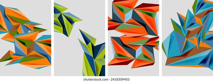 Set of mosaic triangle pattern abstract posters. Vector illustration For Wallpaper, Banner, Background, Card, Book Illustration, landing page