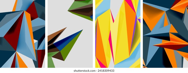 Set of mosaic triangle pattern abstract posters. Vector illustration For Wallpaper, Banner, Background, Card, Book Illustration, landing page