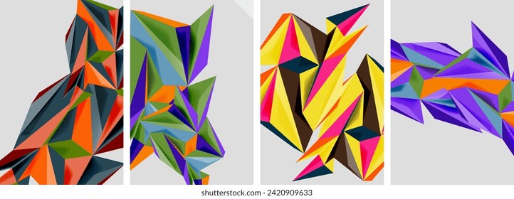 Set of mosaic triangle pattern abstract posters. Vector illustration For Wallpaper, Banner, Background, Card, Book Illustration, landing page
