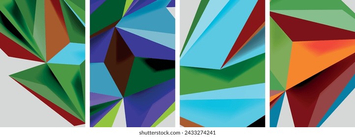 Set of mosaic triangle pattern abstract posters. Vector illustration For Wallpaper, Banner, Background, Card, Book Illustration, landing page