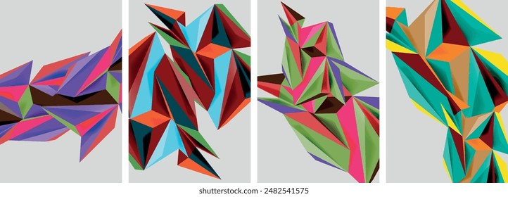 Set of mosaic triangle pattern abstract posters. Vector illustration For Wallpaper, Banner, Background, Card, Book Illustration, landing page