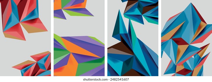 Set of mosaic triangle pattern abstract posters. Vector illustration For Wallpaper, Banner, Background, Card, Book Illustration, landing page