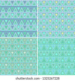  Set of  mosaic turquoise - violet vector ornaments,  zigzag pattern, oriental style