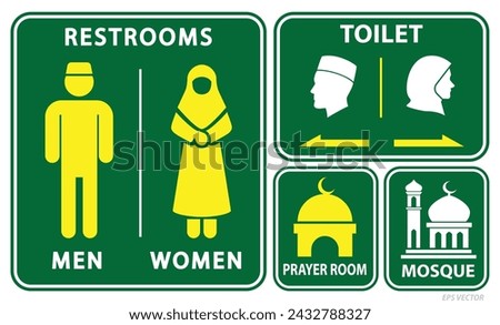 set of moslem restroom sign isolated. Eps