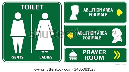 set of moslem restroom sign isolated. Eps