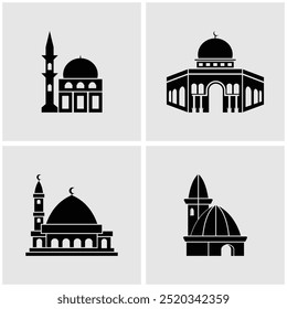 set of mosque abstract silhouette