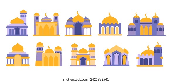 Set of mosque flat design vector illustration