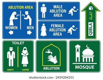 set of  mosque icon or prayer room sign isolated. Eps