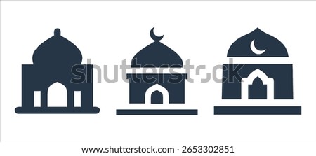 set of Mosque icon vector Illustration design black and write.eps