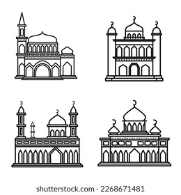 A set of mosque line drawings, perfect for picture books or greeting card ornaments