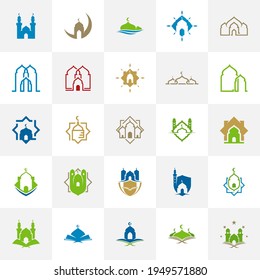 Set of Mosque logo design vector illustration, Creative Islamic logo design concept template, symbols icons