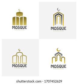 Set of Mosque Logo Template Vector, Creative Mosque logo design concepts,  Emblem, Symbol, Icon