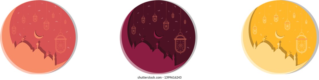Set Mosque. Ramadan Kareem. Islamic vector . Template