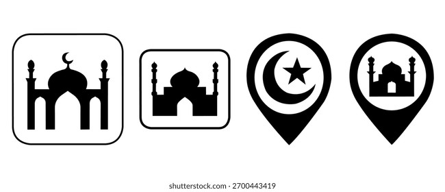 Conjunto de diseños de Vector de signo de mezquita.