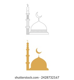 set of mosque silhouette. mosque vector and illustration