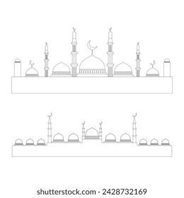 set of mosque silhouette. mosque vector and illustration