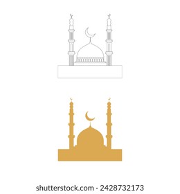 set of mosque silhouette. mosque vector and illustration