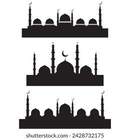 Satz von Moschee-Silhouette. Moschee Vektor und Illustration