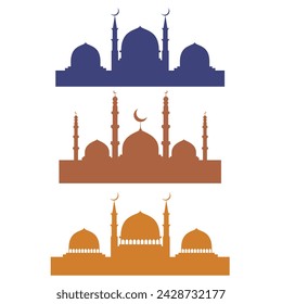 Satz von Moschee-Silhouette. Moschee Vektor und Illustration