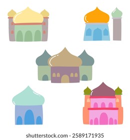 Set of mosques illustration for ramadhan