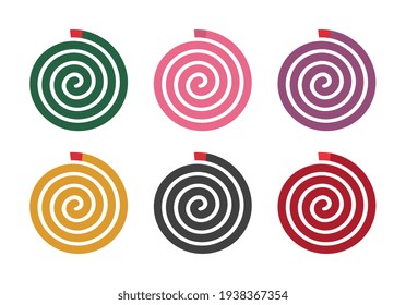Set of mosquito coil with different color, isolated on white background, vector illustration design