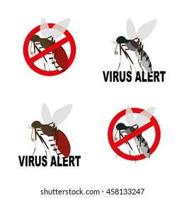 Set of mosquitoes and text, Vector illustration