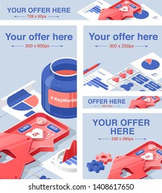 set of most popular sizes of web banners. Standard Banner Sizes List, online advertising, Top Performing Banner