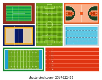 Set of Most Popular Sport Fields Flat design. Vector Illustration.