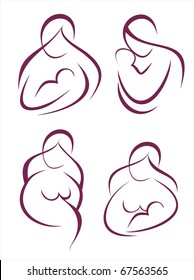  set  of mother and baby vector icons