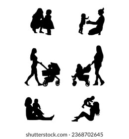 set of mother and child vector illustration