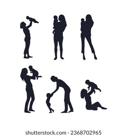 set of mother and child vector illustration