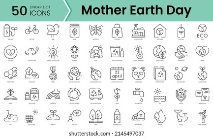 Set of mother earth day icons. Line art style icons bundle. vector illustration